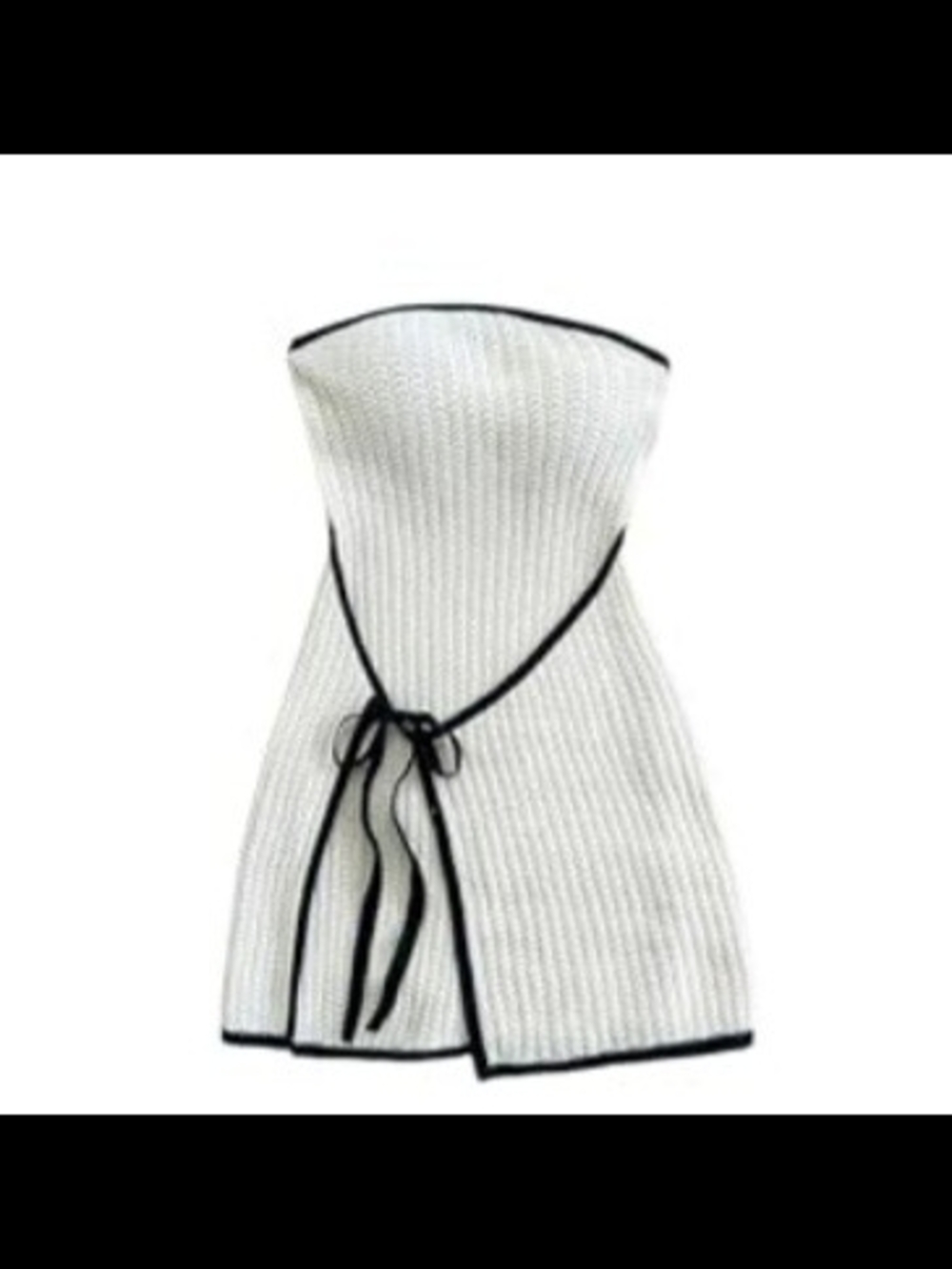 Strapless Ribbed Knit Mini Dress with Black Trim Small